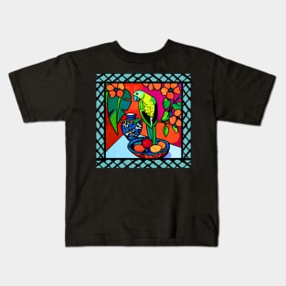 Green Parrot on my Verandah Kids T-Shirt